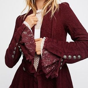 Free People Lace Bell Sleeve Blazer - Pink